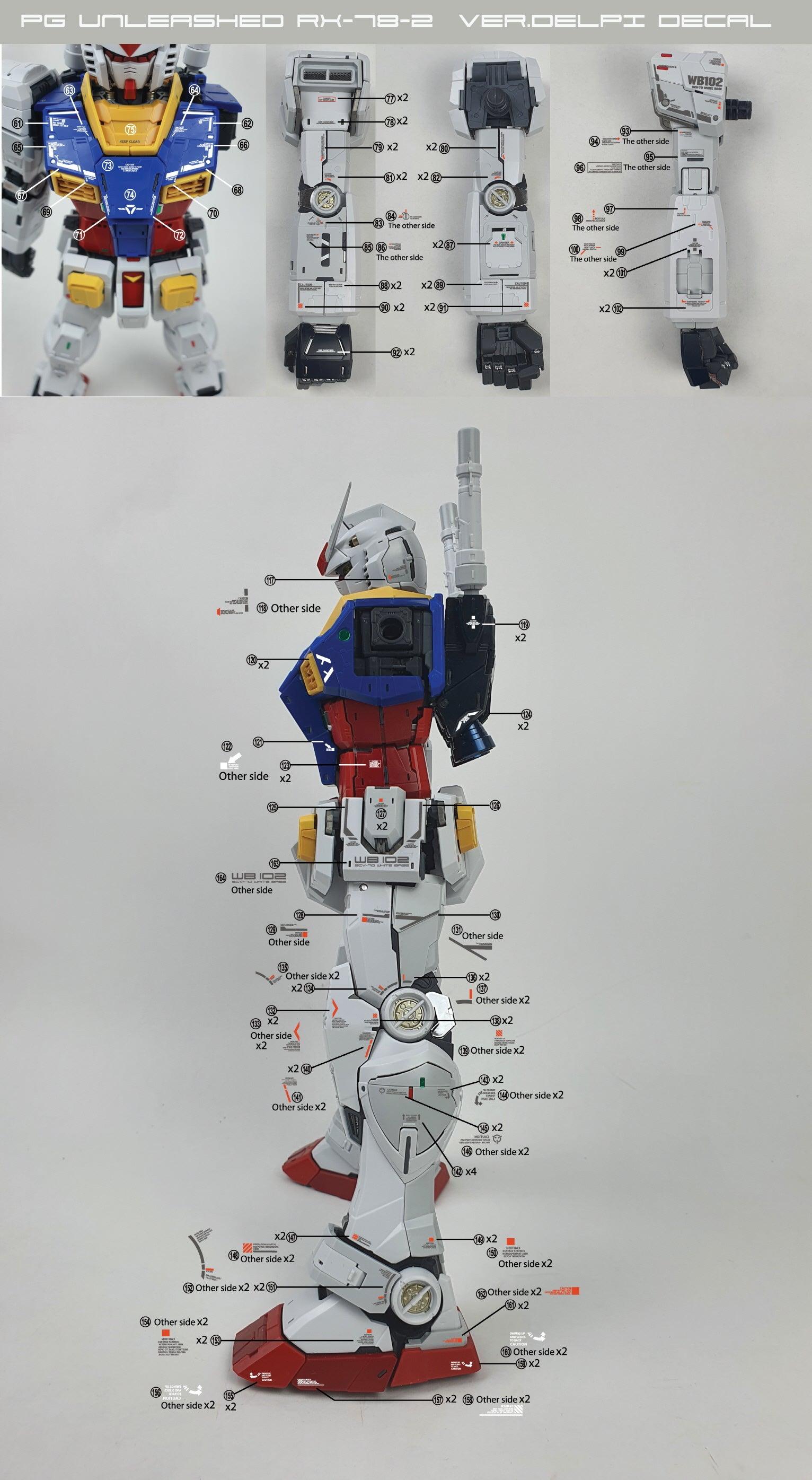 PG UNLEASHED RX-78-2 VER.DELPI HOLO (Polygonal patterns) WATER DECAL - Trinity Hobby
