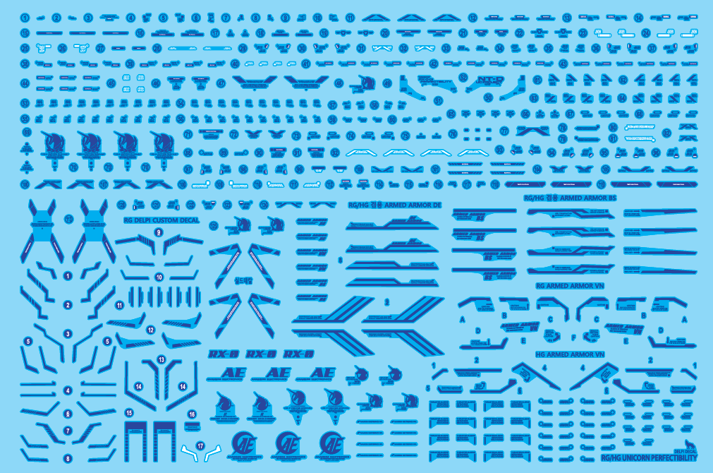 Delpi Decals: RG Unicorn Perfectibility Holo/Metallic Water Decal - Trinity Hobby