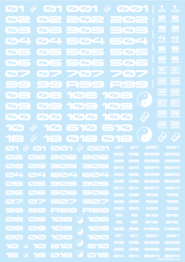 HiQ Parts: HiQ Parts TR Decal 3 Number (1 PC) [Multiple Colors] - Trinity Hobby