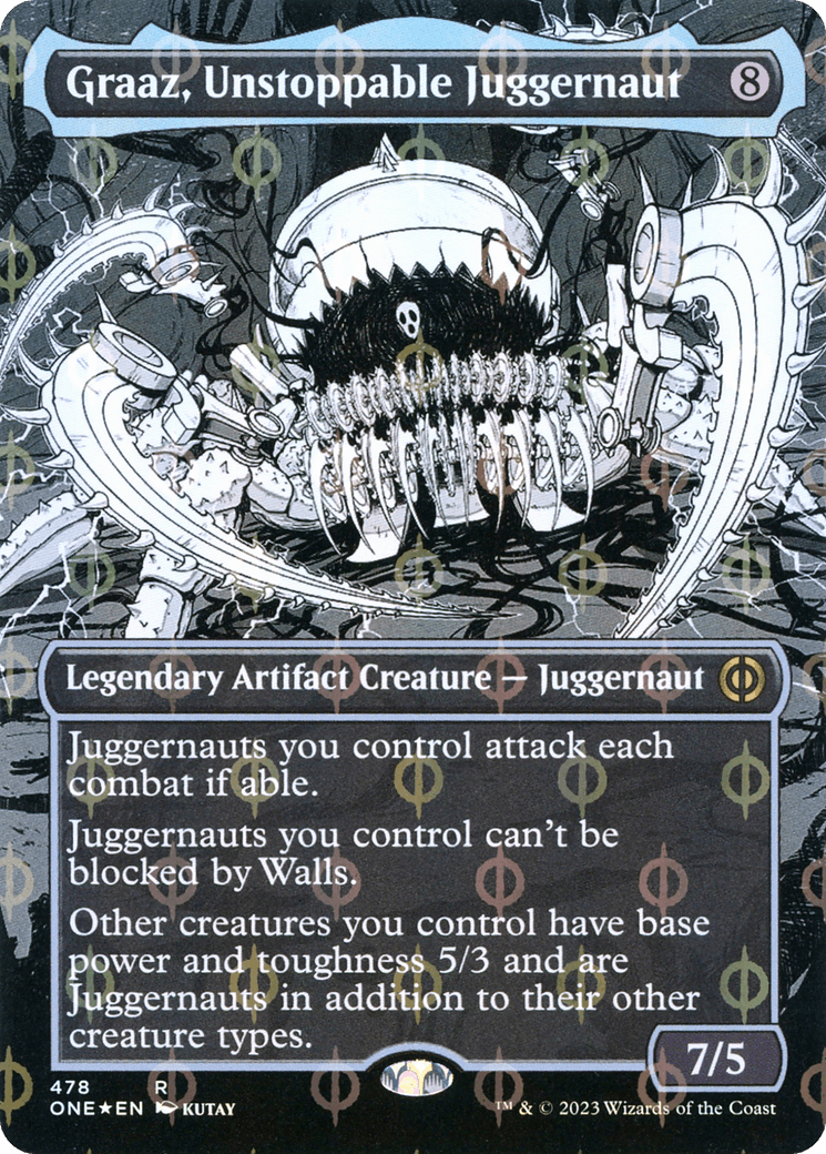 Graaz, Unstoppable Juggernaut (Borderless Manga Step-and-Compleat Foil) [Phyrexia: All Will Be One] - Trinity Hobby