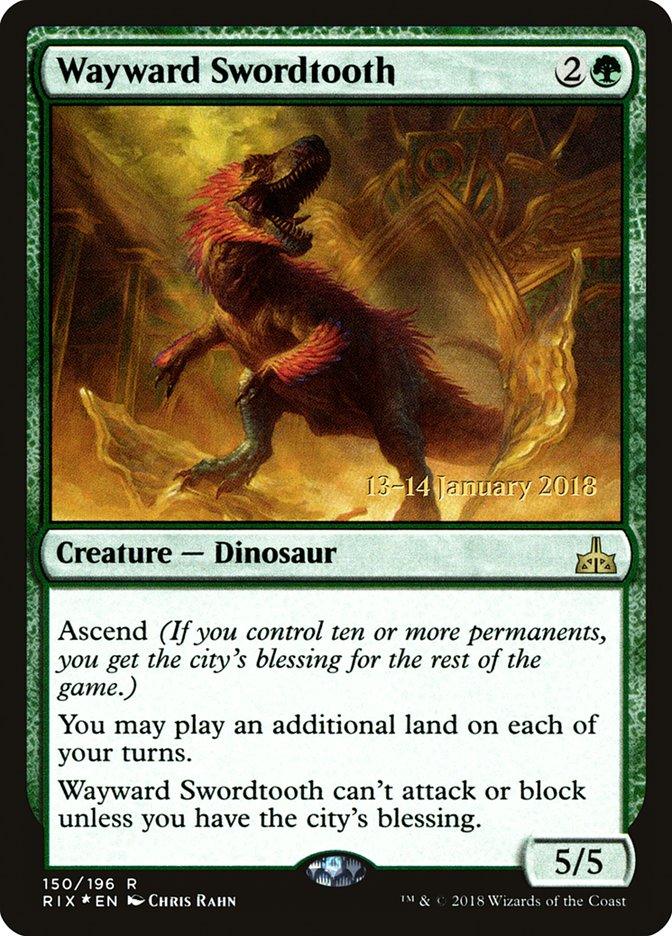 Wayward Swordtooth [Rivals of Ixalan Prerelease Promos] - Trinity Hobby