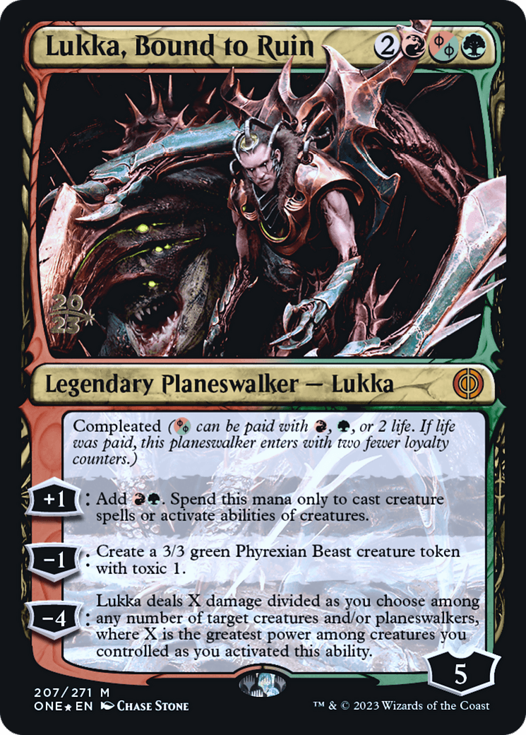 Lukka, Bound to Ruin [Phyrexia: All Will Be One Prerelease Promos] - Trinity Hobby