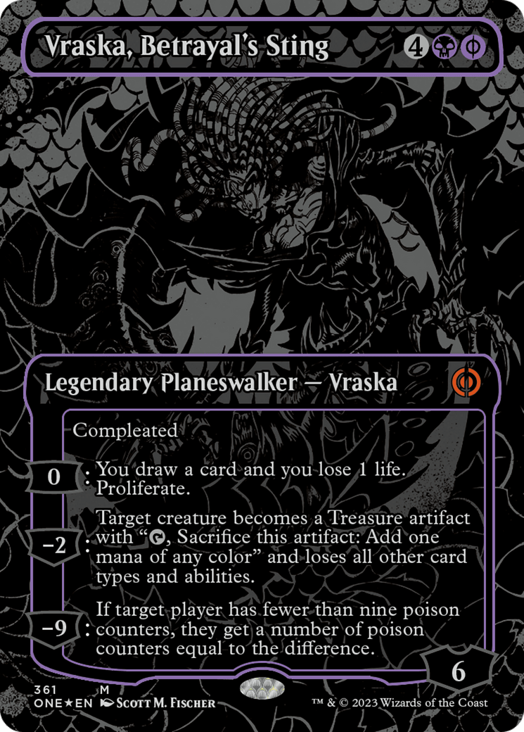 Vraska, Betrayal's Sting (Oil Slick Raised Foil) [Phyrexia: All Will Be One] - Trinity Hobby