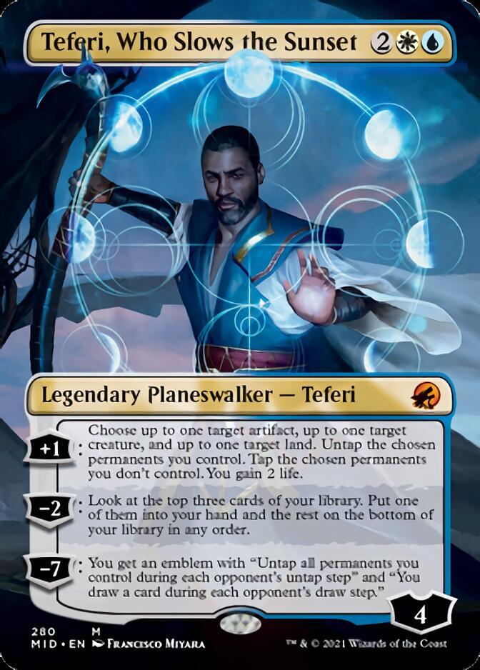 Teferi, Who Slows the Sunset (Borderless) [Innistrad: Midnight Hunt] - Trinity Hobby