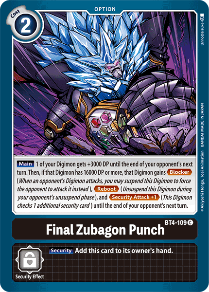 Final Zubagon Punch [BT4-109] [Great Legend]Digimon Trading Card Game