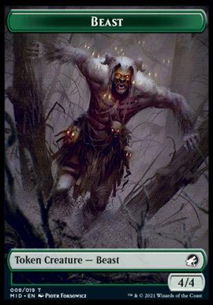Human // Beast (008) Double-Sided Token [Innistrad: Midnight Hunt Tokens] - Trinity Hobby