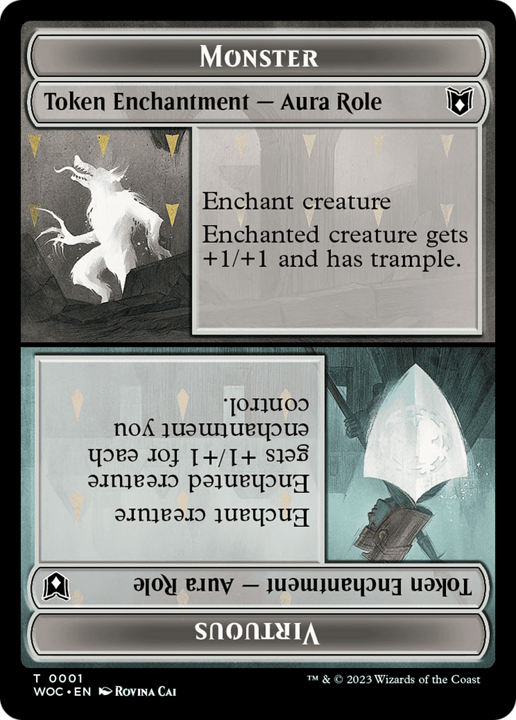 Copy // Monster Role / Virtuous Role Double-Sided Token [Wilds of Eldraine Commander Tokens] - Trinity Hobby