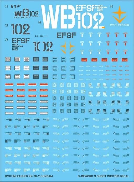G-rework [PG] UNLEASHED RX-78-2 GUNDAM Water Decal - Trinity Hobby