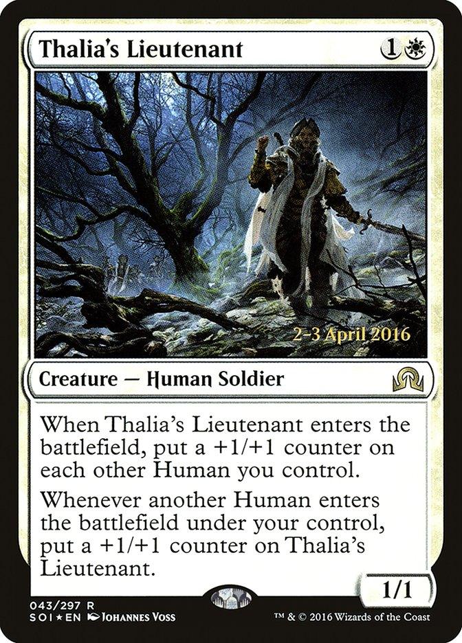 Thalia's Lieutenant [Shadows over Innistrad Prerelease Promos] - Trinity Hobby