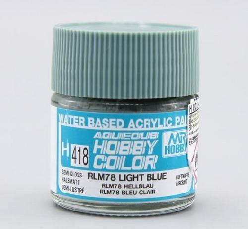AQUEOUS HOBBY COLOR - H418 RLM78 LIGHT BLUE [GERMAN LUFTWAFFE AIRCLAF] - Trinity Hobby