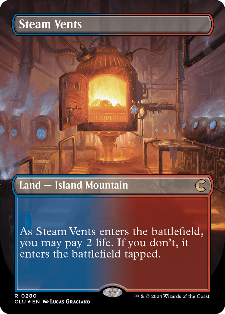 Steam Vents (Borderless) [Ravnica: Clue Edition] - Trinity Hobby