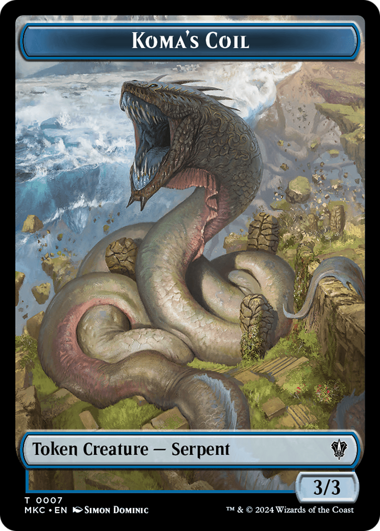 Drake // Koma's Coil Double-Sided Token [Murders at Karlov Manor Commander Tokens] - Trinity Hobby