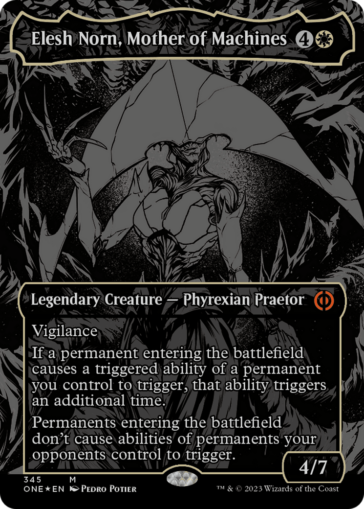 Elesh Norn, Mother of Machines (Oil Slick Raised Foil) [Phyrexia: All Will Be One] - Trinity Hobby