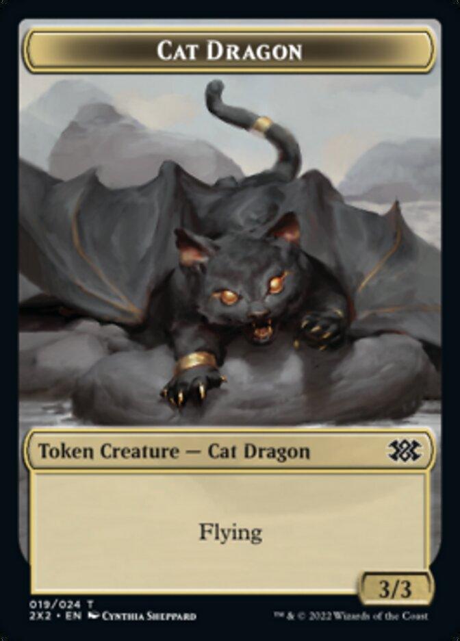 Cat Dragon // Spirit (002) Double-Sided Token [Double Masters 2022 Tokens] - Trinity Hobby