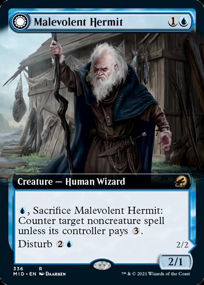 Malevolent Hermit // Benevolent Geist (Extended Art) [Innistrad: Midnight Hunt] - Trinity Hobby