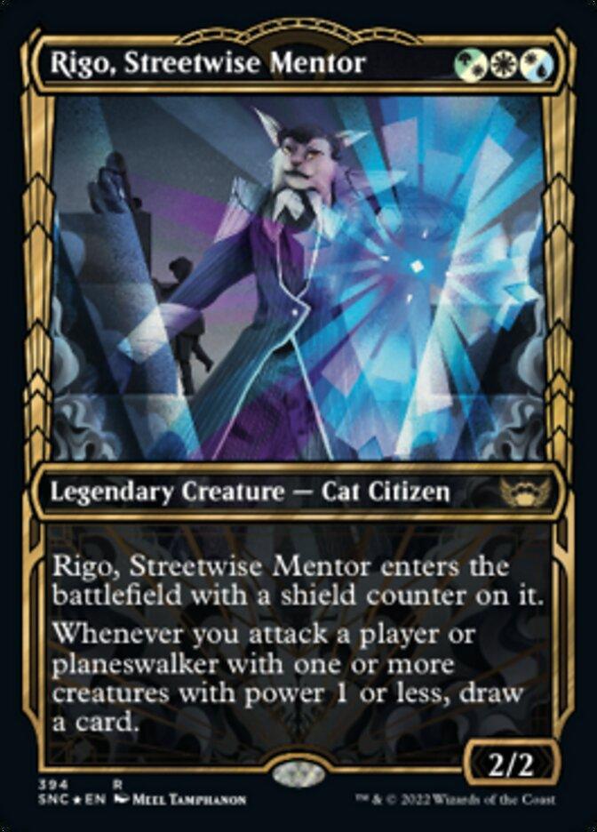 Rigo, Streetwise Mentor (Showcase Golden Age Gilded Foil) [Streets of New Capenna] - Trinity Hobby