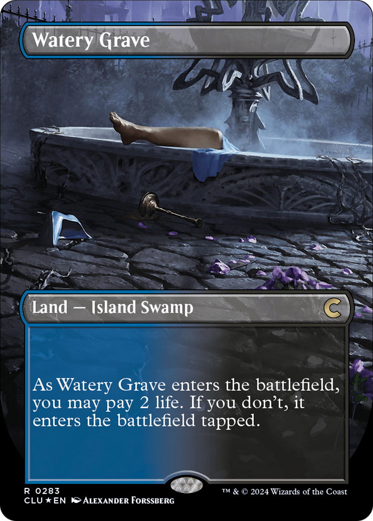 Watery Grave (Borderless) [Ravnica: Clue Edition] - Trinity Hobby