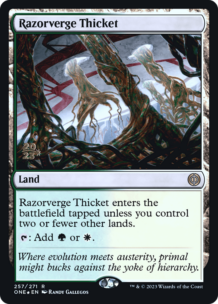 Razorverge Thicket [Phyrexia: All Will Be One Prerelease Promos] - Trinity Hobby