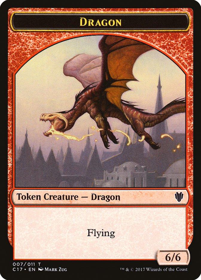 Dragon (007) // Gold (010) Double-Sided Token [Commander 2017 Tokens] - Trinity Hobby