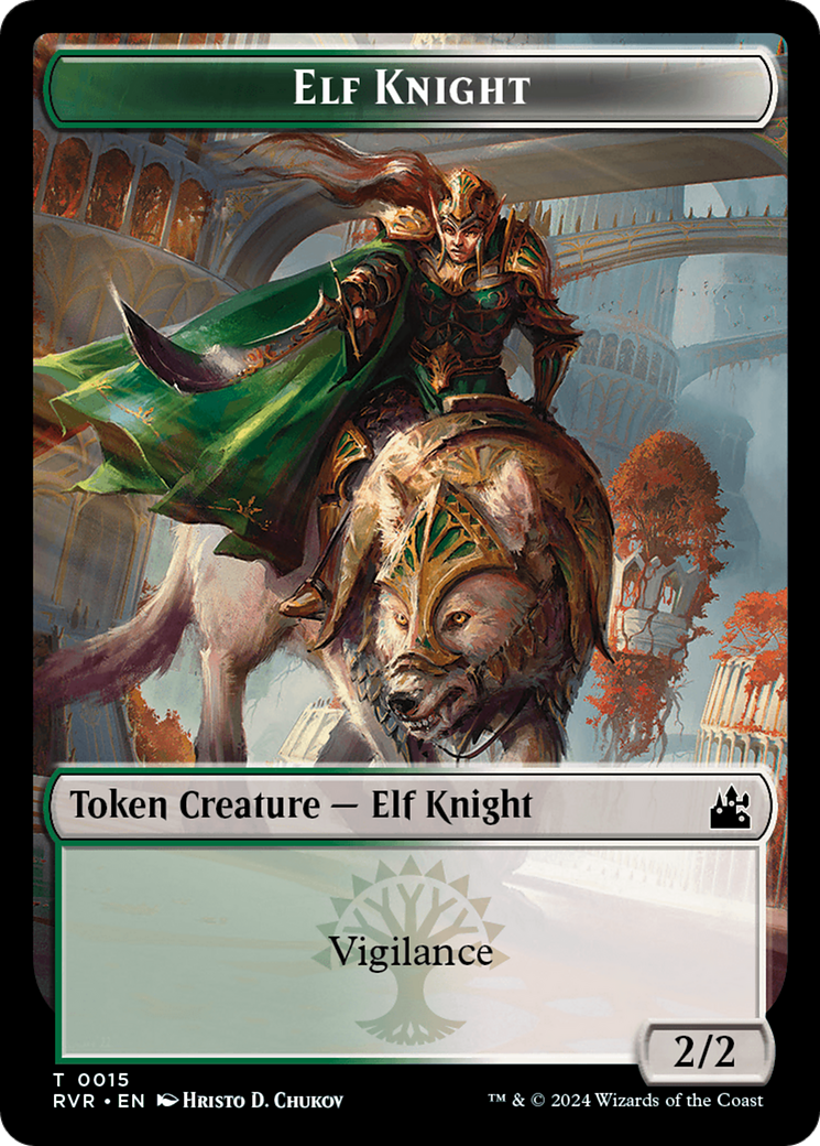 Elf Knight // Dragon Double-Sided Token [Ravnica Remastered Tokens] - Trinity Hobby