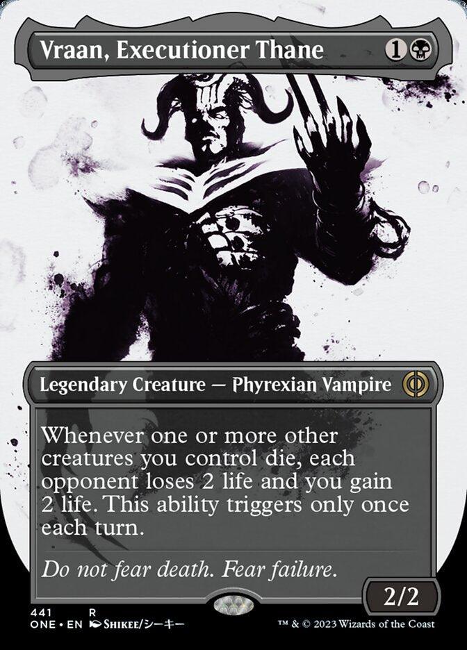 Vraan, Executioner Thane (Borderless Ichor Step-and-Compleat Foil) [Phyrexia: All Will Be One] - Trinity Hobby
