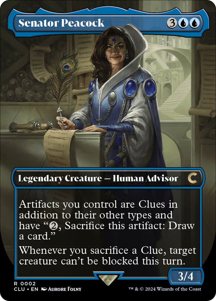 Senator Peacock (Borderless) [Ravnica: Clue Edition] - Trinity Hobby