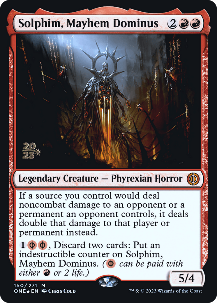 Solphim, Mayhem Dominus [Phyrexia: All Will Be One Prerelease Promos] - Trinity Hobby