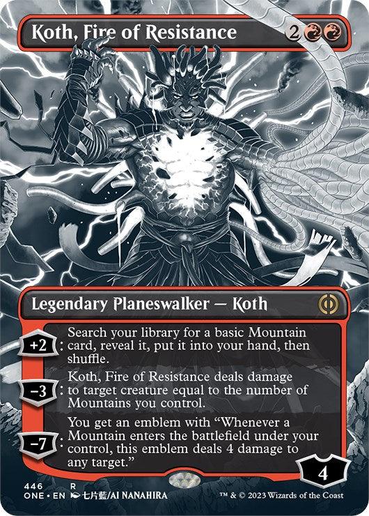 Koth, Fire of Resistance (Borderless Manga Step-and-Compleat Foil) [Phyrexia: All Will Be One] - Trinity Hobby
