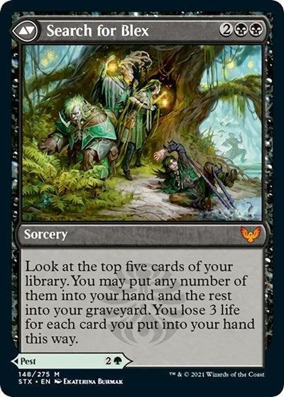 Blex, Vexing Pest // Search for Blex [Strixhaven: School of Mages Prerelease Promos] - Trinity Hobby