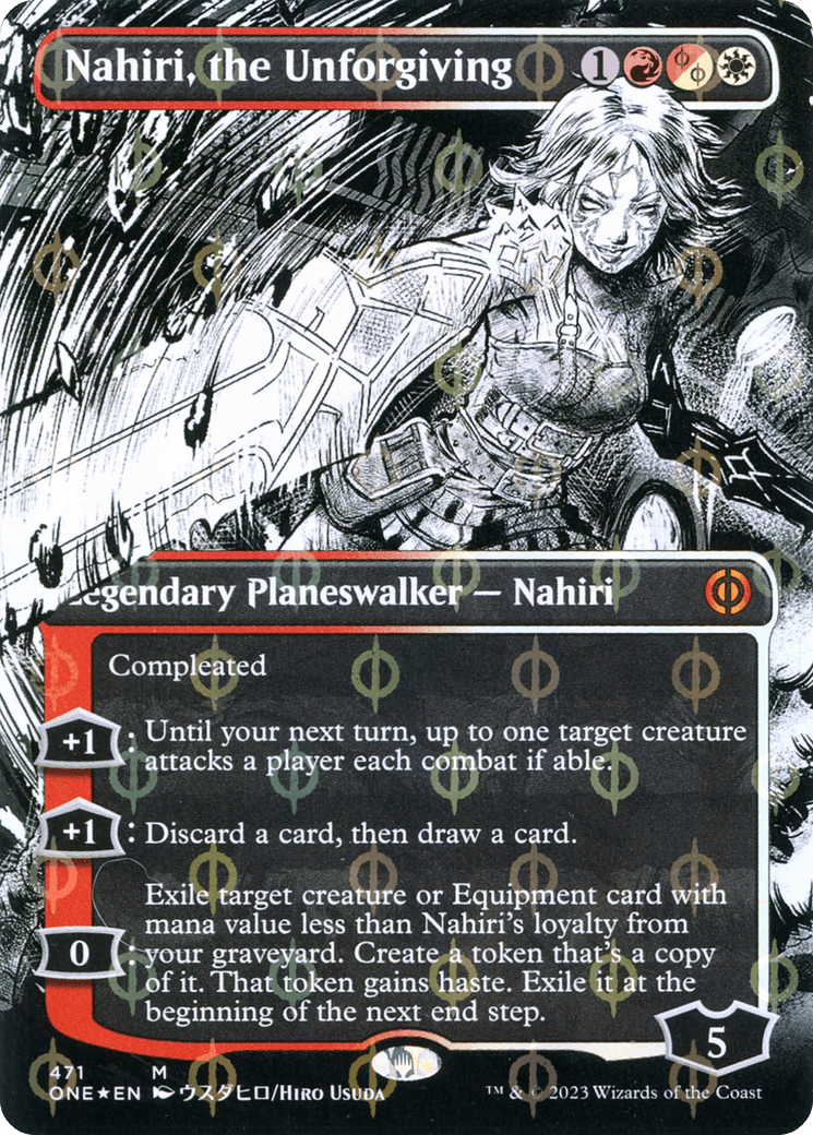 Nahiri, the Unforgiving (Borderless Manga Step-and-Compleat Foil) [Phyrexia: All Will Be One] - Trinity Hobby