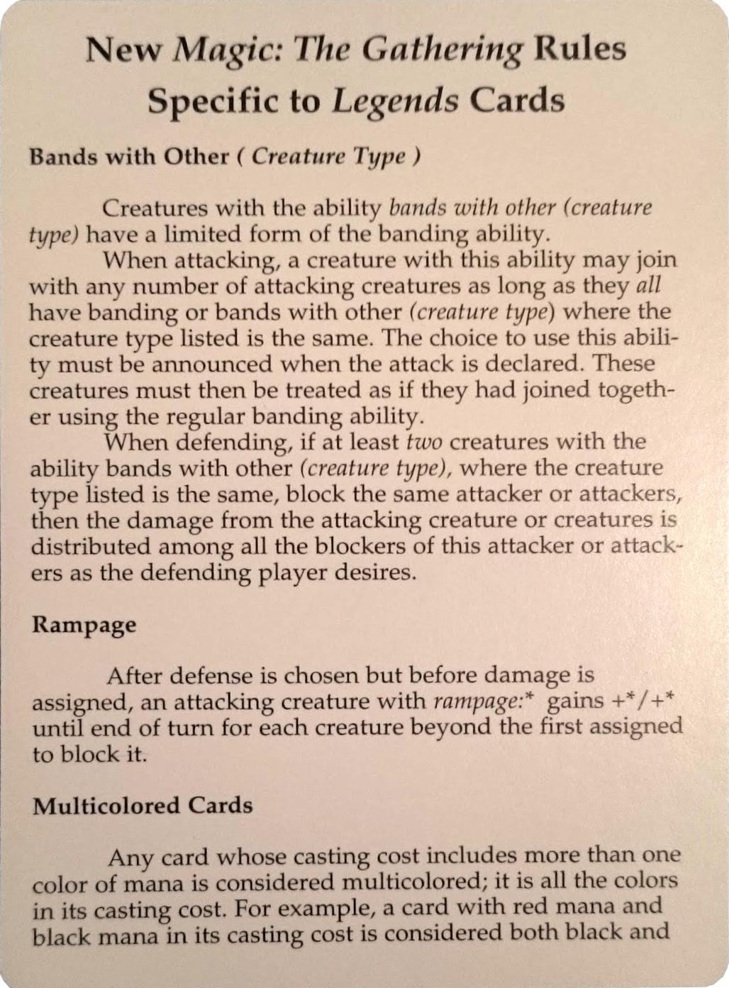 Legends Rules Card [Legends Tokens] - Trinity Hobby