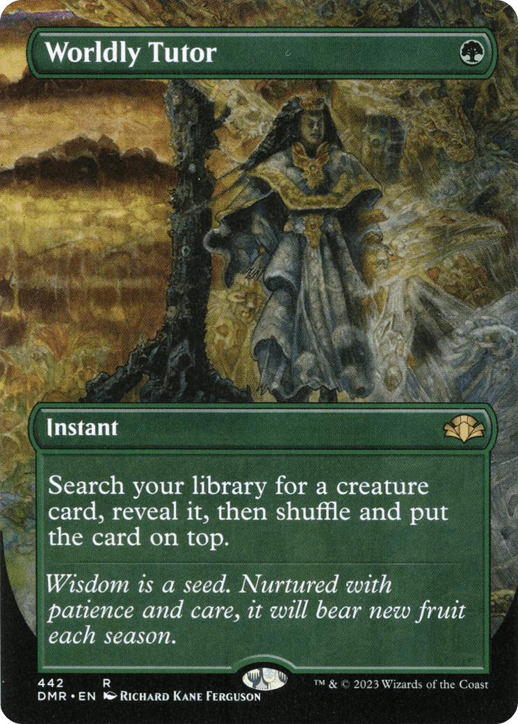 Worldly Tutor (Borderless Alternate Art) [Dominaria Remastered] - Trinity Hobby