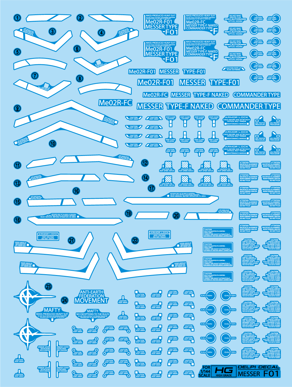 HG MESSER F01 WATER DECAL - Trinity Hobby