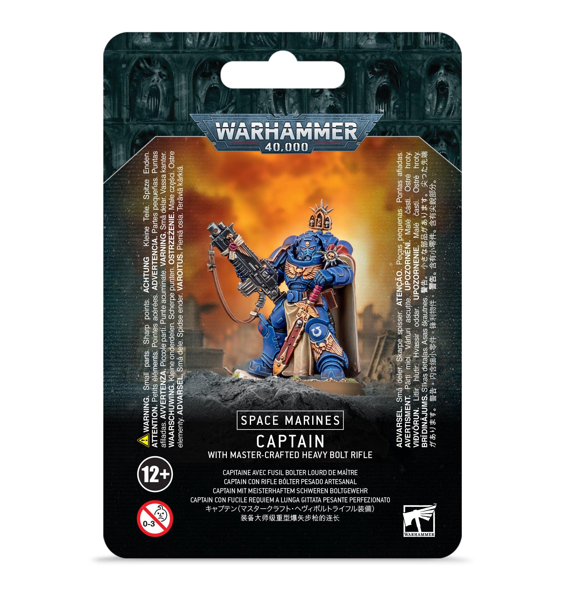 Warhammer 40K: SPACE MARINES CAPTAIN WITH MASTER-CRAFTE HEAVY BOLT RIFLE - Trinity Hobby