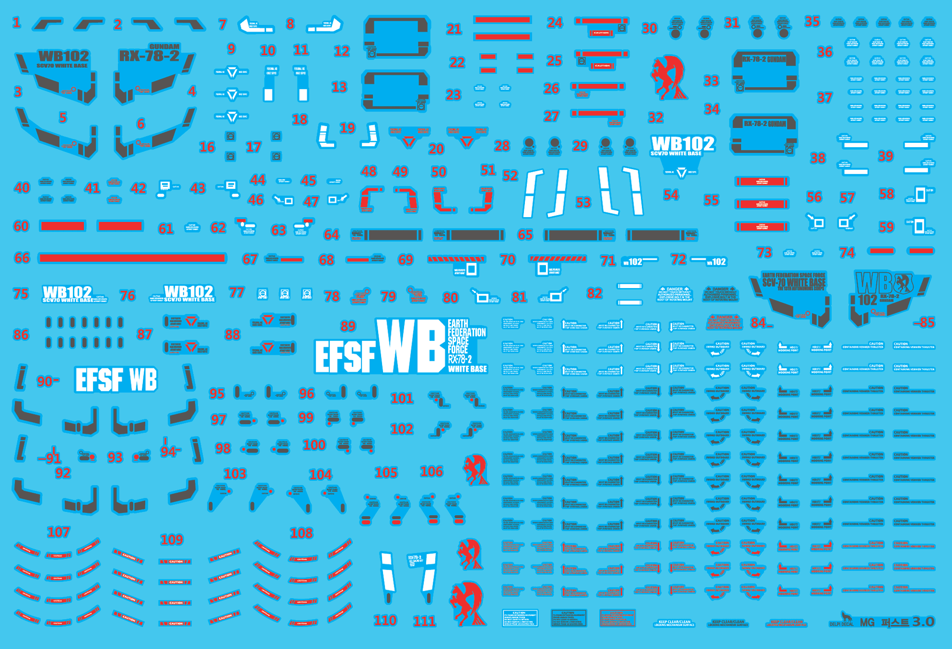 MG RX-78-2 FIRST 3.0 WATER DECAL - Trinity Hobby