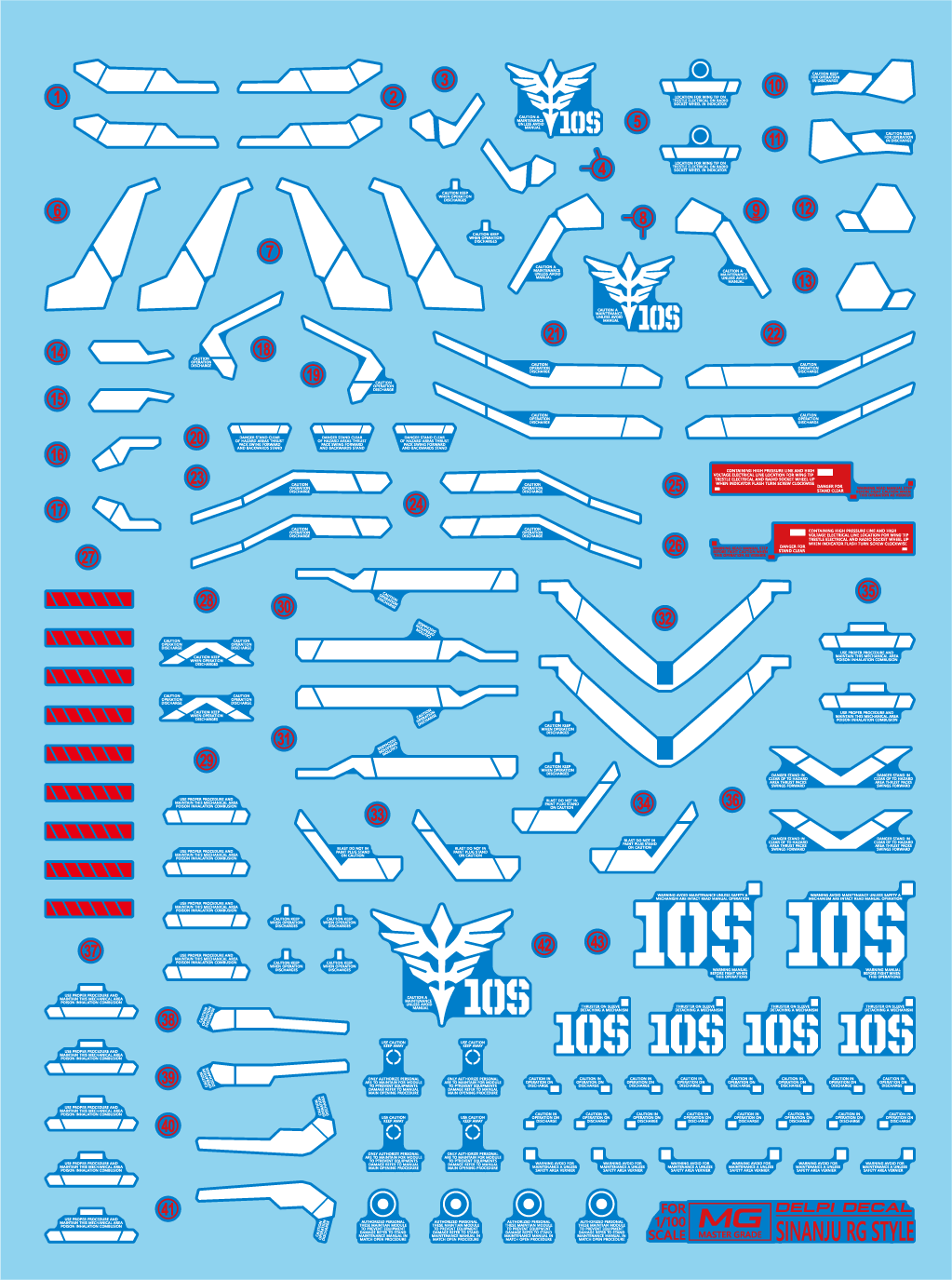 MG SINANJU WHITE WATER DECAL (RG Style (HOLO) - Trinity Hobby