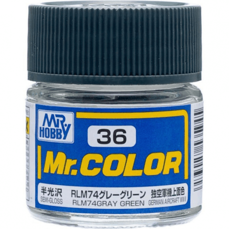 Mr. Color 36 - RLM74 Gray Green (Semi-Gloss/Aircraft) - Trinity Hobby