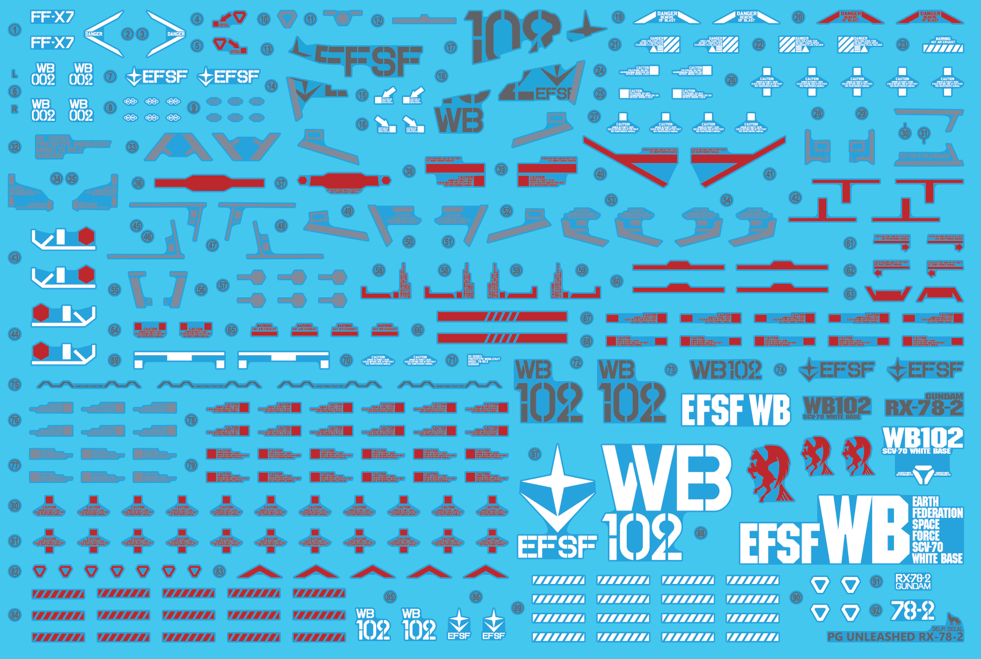 PG UNLEASHED RX-78-2 Manual HOLO (Polygonal patterns) WATER DECAL - Trinity Hobby