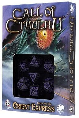 CALL OF CTHULHU DICE SET:HORROR O/T ORIENT EXPRESS BLack/Purple - Trinity Hobby