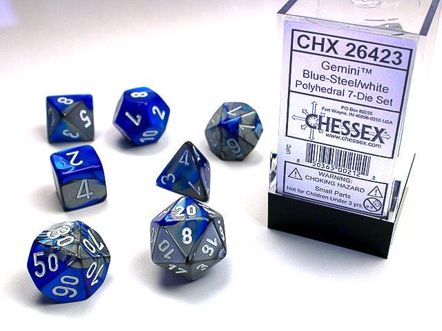 GEMINI 7-DIE SET BLUE-STEEL/WHITE - Trinity Hobby