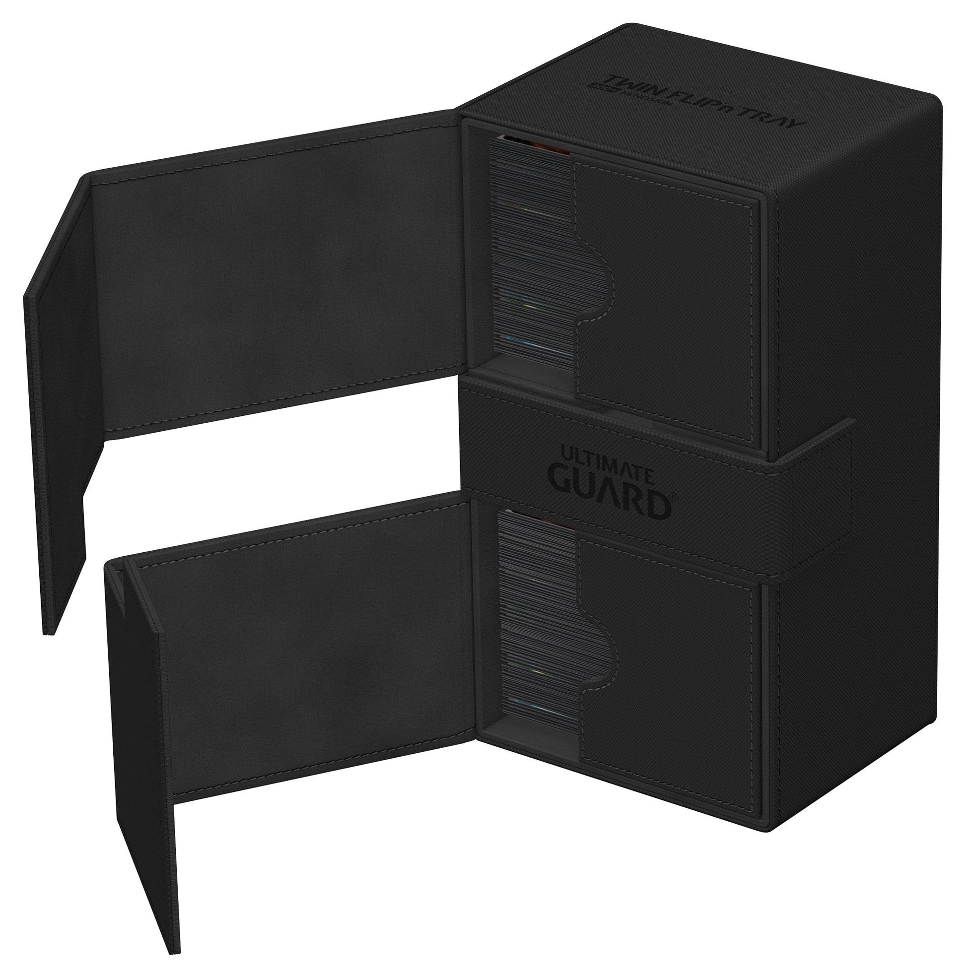 Ultimate Guard - TWIN FLIP N TRAY DECK CASE MONOCOLOR BLACK 200+ - Trinity Hobby