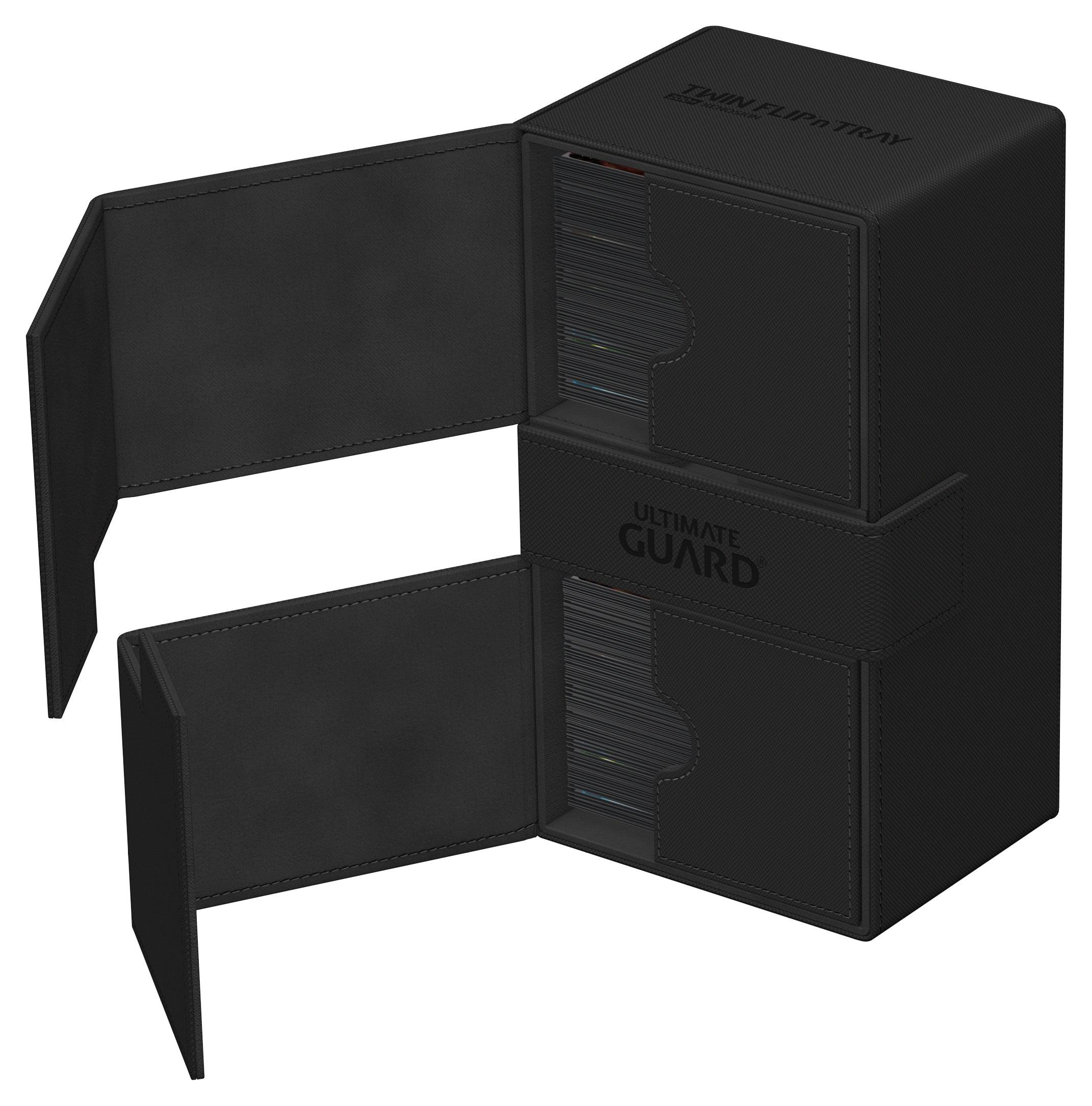 Ultimate Guard - TWIN FLIP N TRAY DECK CASE MONOCOLOR BLACK 200+ - Trinity Hobby