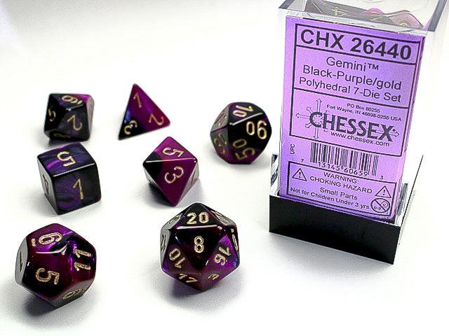 GEMINI 7-DIE SET BLACK-PURPLE/GOLD - Trinity Hobby
