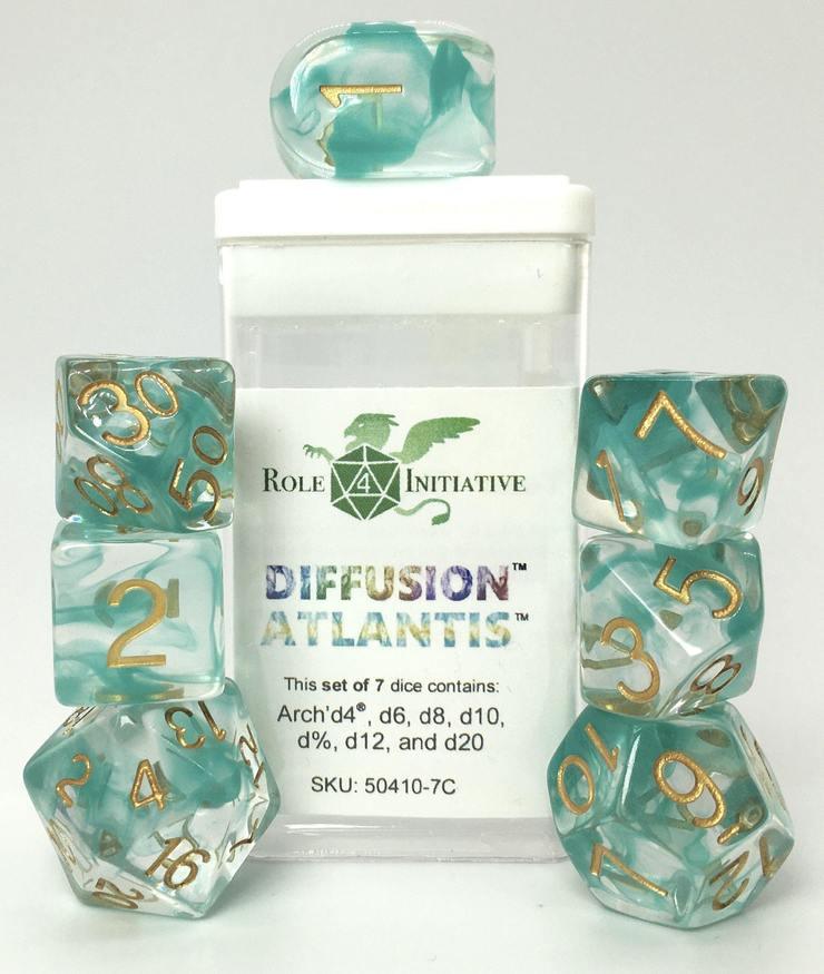 SET OF 7 DICE: ATLANTIS ARCH'D4/BALANCE'D20 - Trinity Hobby