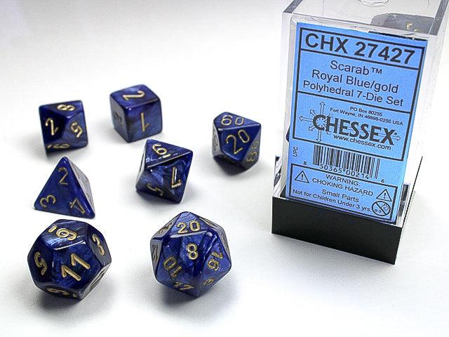 SCARAB 7-DIE SET ROYAL BLUE/GOLD - Trinity Hobby