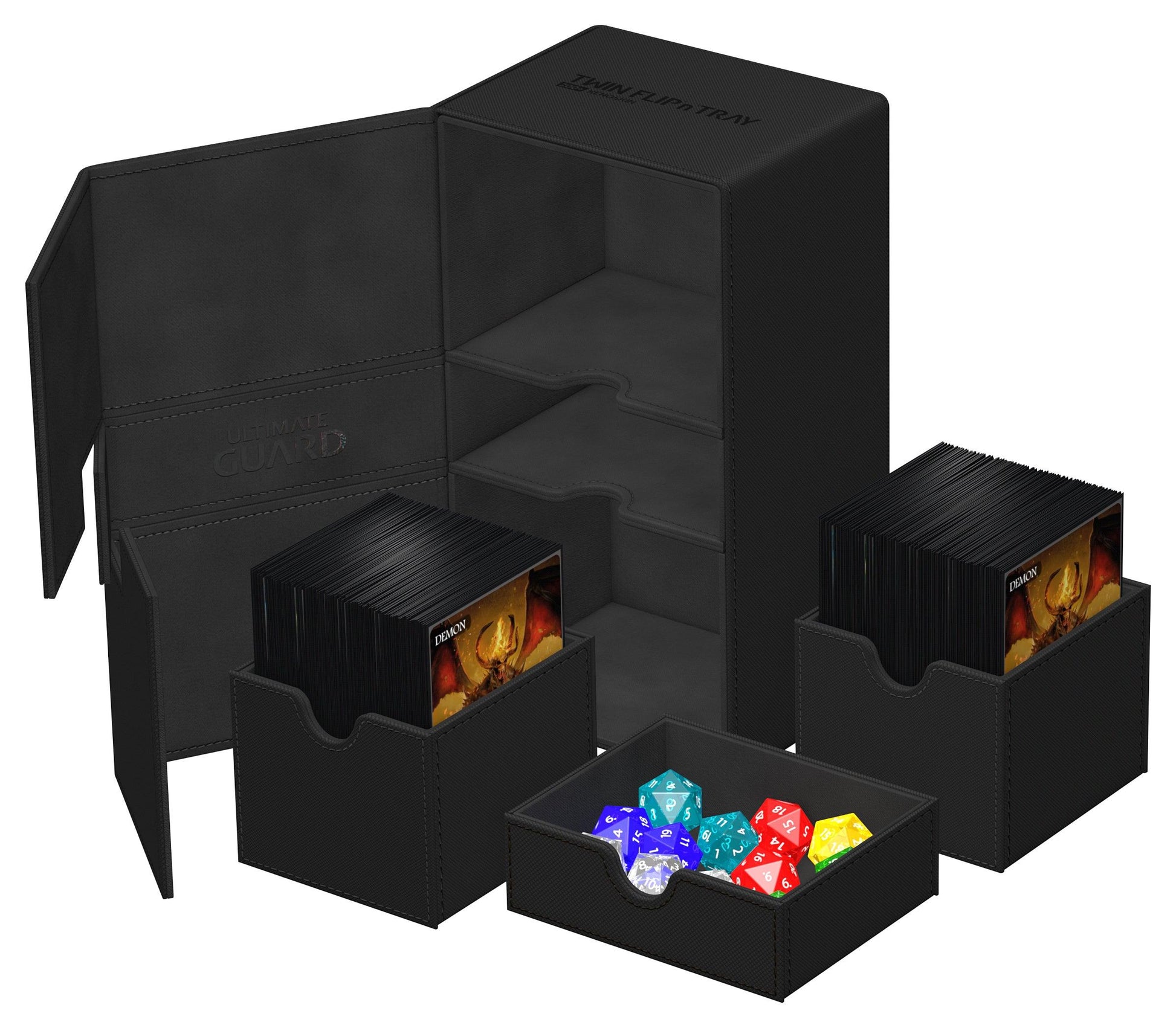 Ultimate Guard - TWIN FLIP N TRAY DECK CASE MONOCOLOR BLACK 200+ - Trinity Hobby