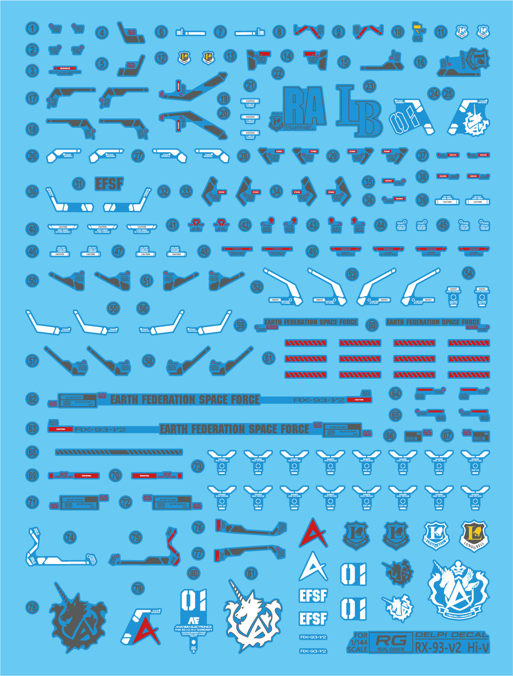 RG RX-93 Hi Nu WATER DECAL - Trinity Hobby