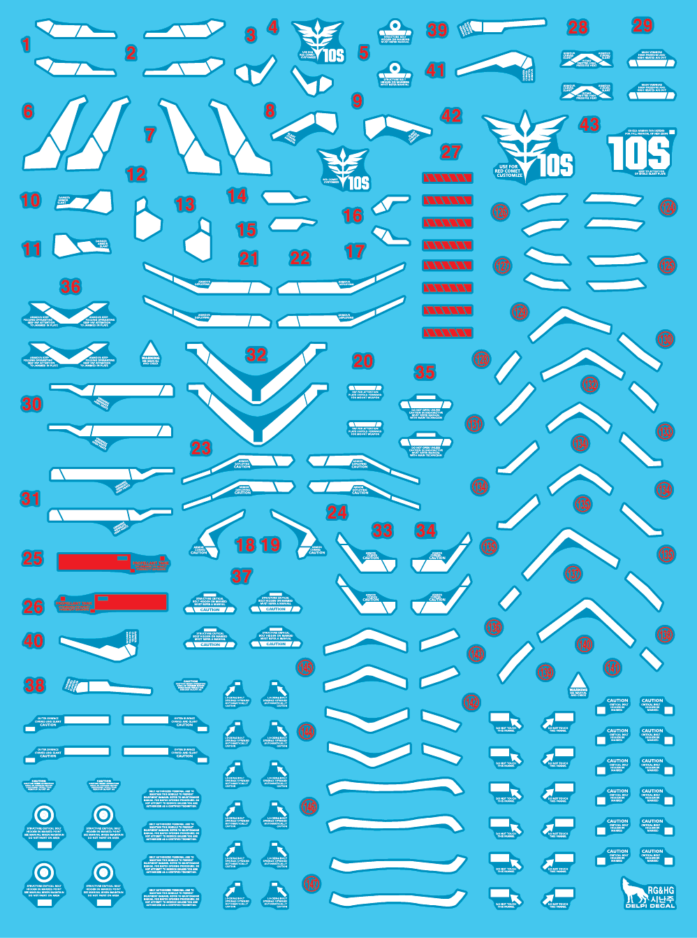 Delpi Decals: RG HG Sinanju Luminous Water Decal - Trinity Hobby