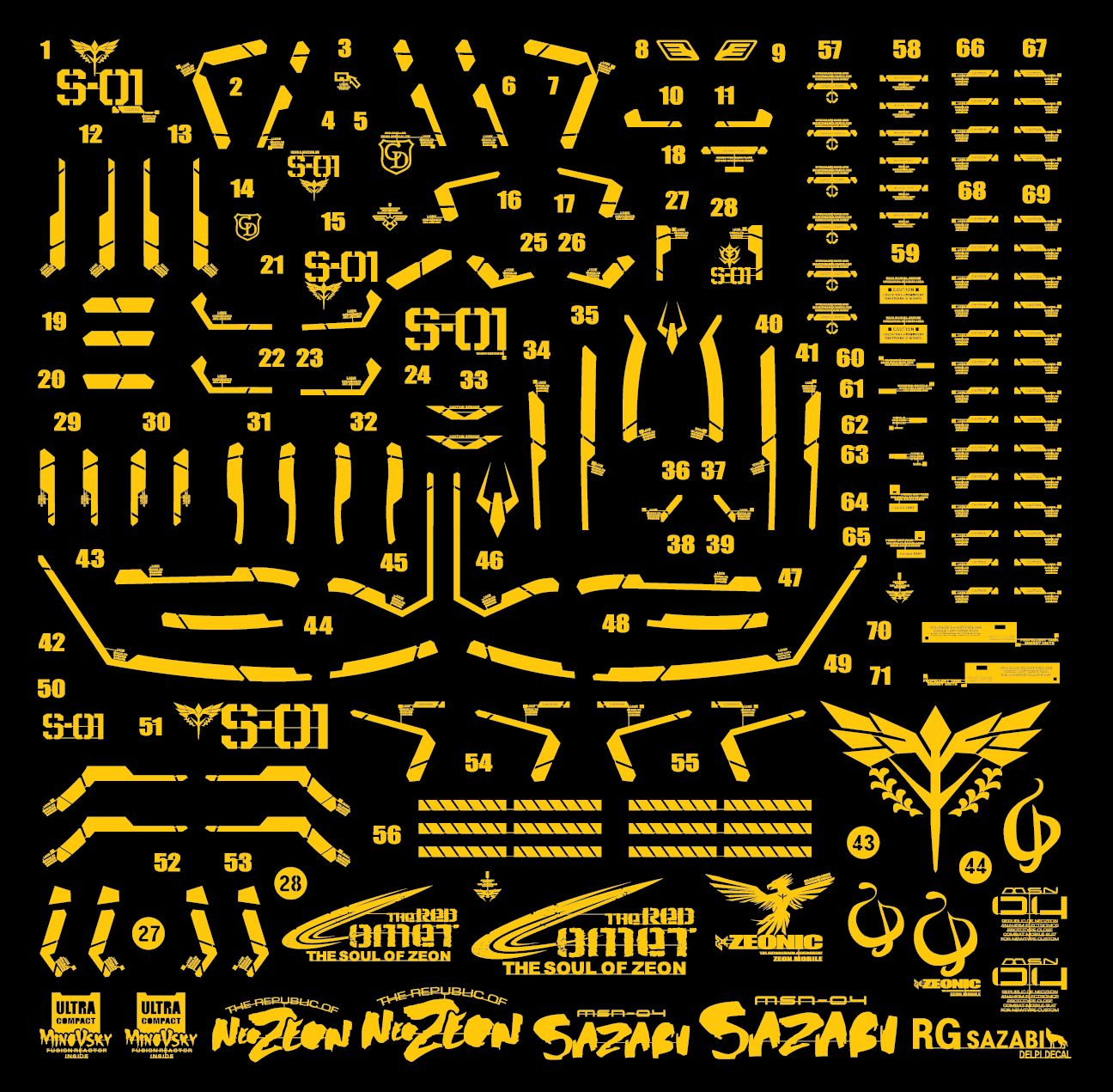RG SAZABI GOLD Metal Sticker - Trinity Hobby
