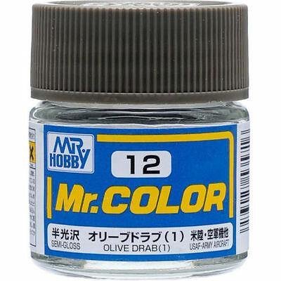 Mr Hobby: Mr. Color 12 - Olive Drab (1) (Semi-Gloss/Aircraft) - Trinity Hobby